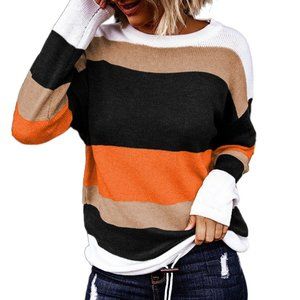 KNIT SWEATER ORANGE COLORBLOCK FLIRTY AND FUN